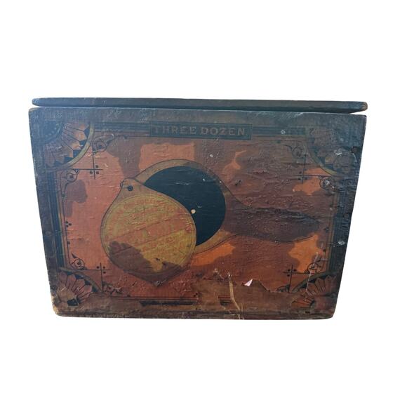 Antique Lithograph Toy Box “Three Dozen” Victorian Doll Box Painted Design RARE - Picture 1 of 6